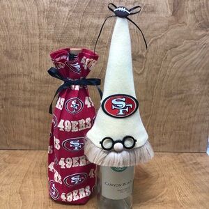 Gnome Gift Bag Bottle Topper SF 49ers Glasses NFL Football Sports San Francisco